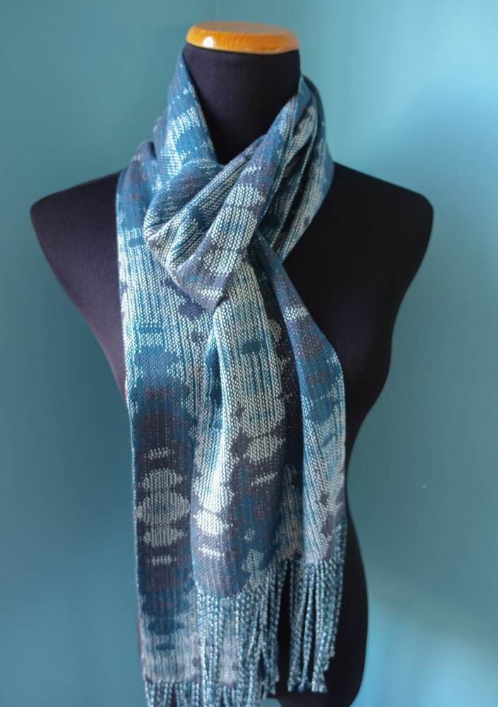 Reflections Silk Scarf/ Gray Weft/ Handwoven