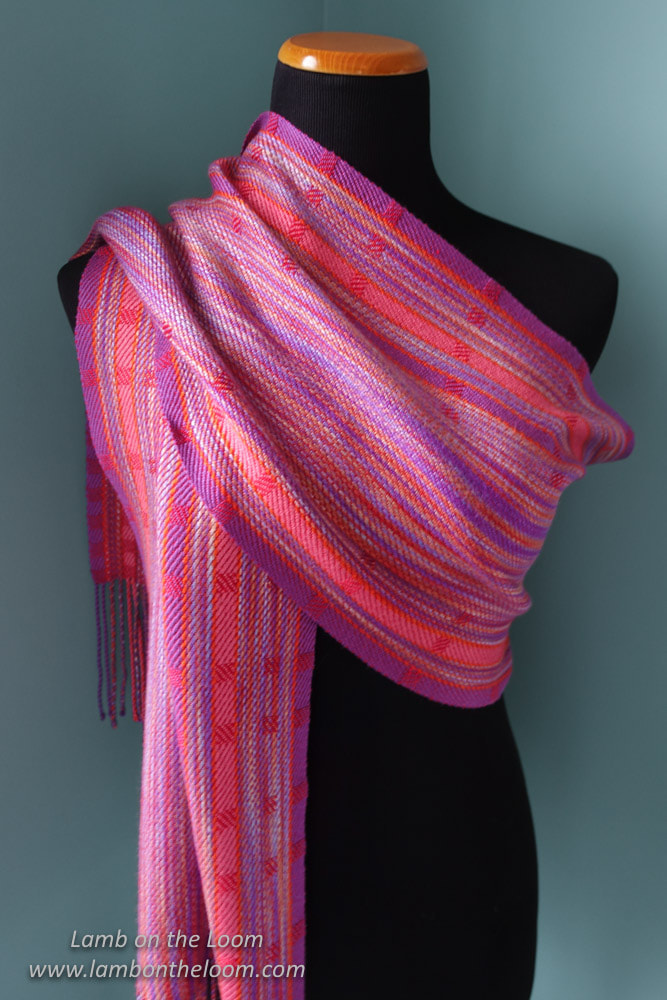 Handwoven Blue Variegated Wool and Rayon Scarf